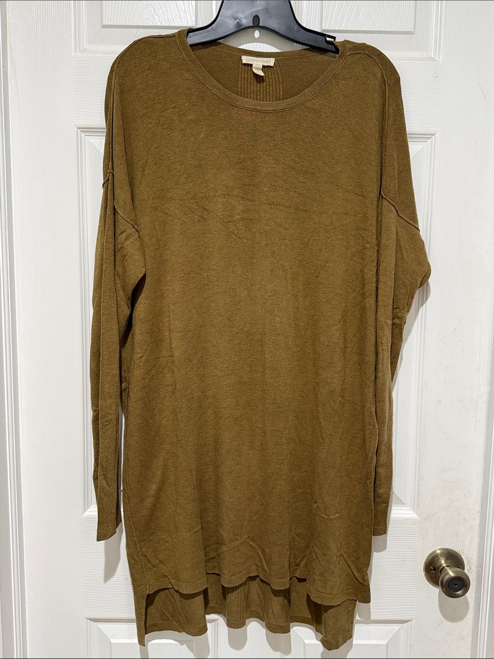 Eileen Fisher Olive Ribbed Crewneck Sweater